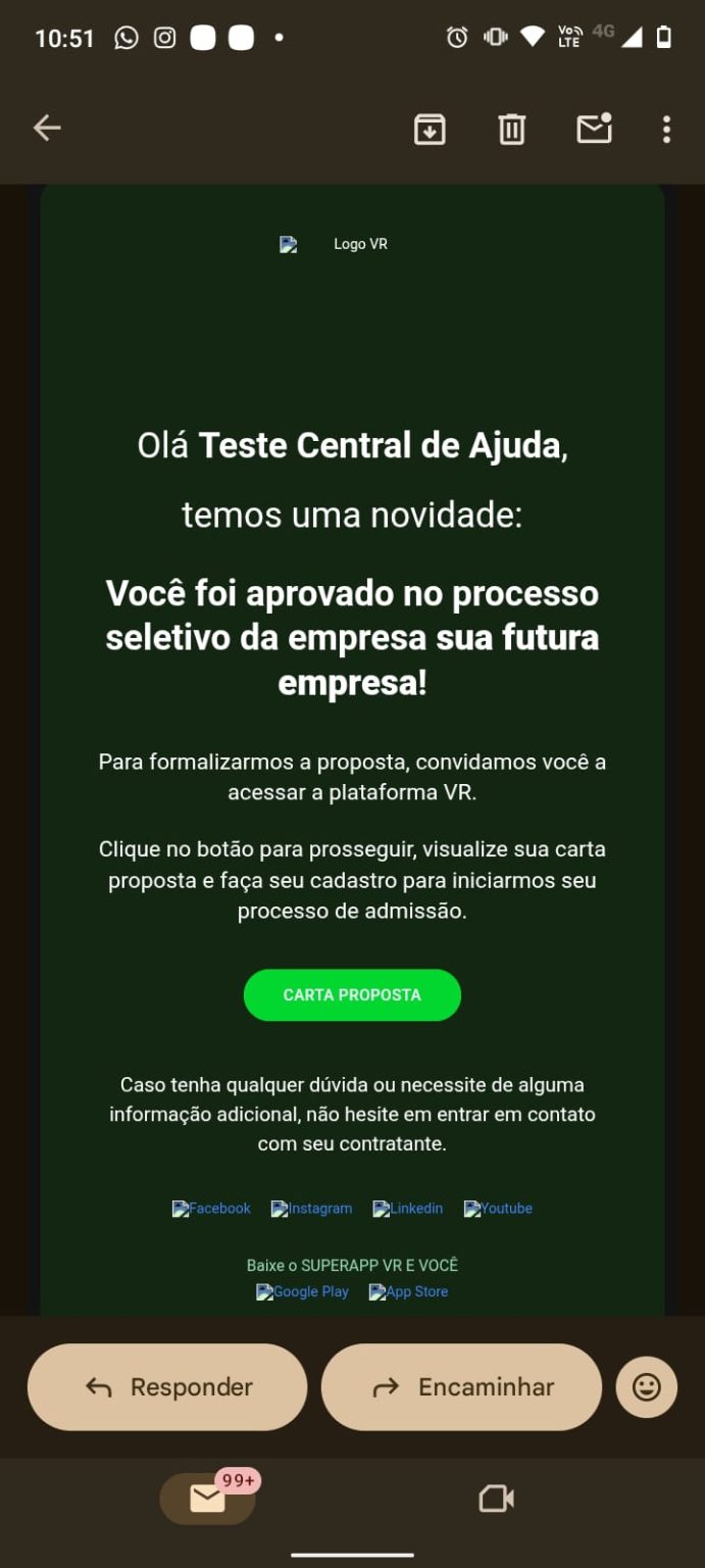 Tela 1: Recebimento do convite