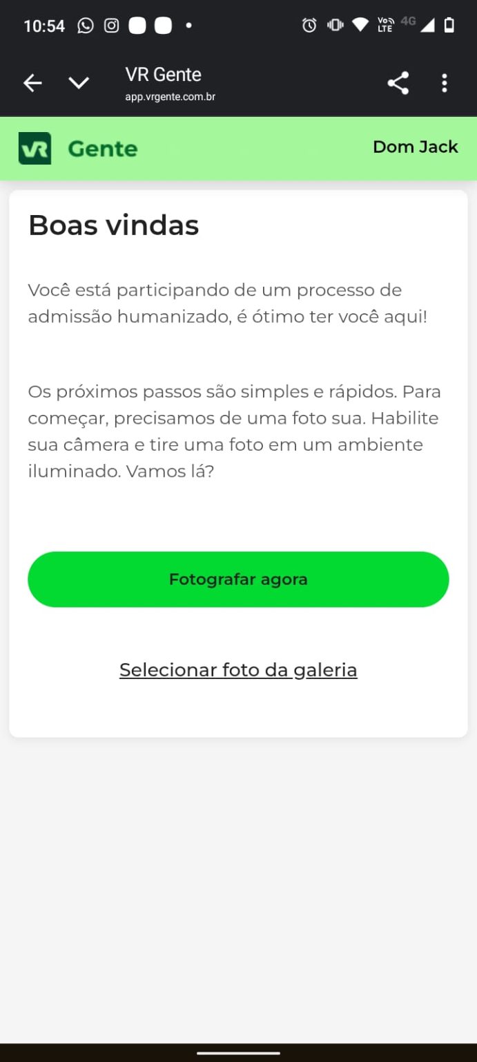 Tela 3: Início de preenchimento de fotografia
