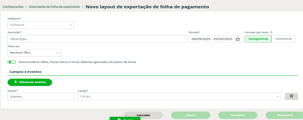 Tela 3: Preenchimento de informações obrigatórias
