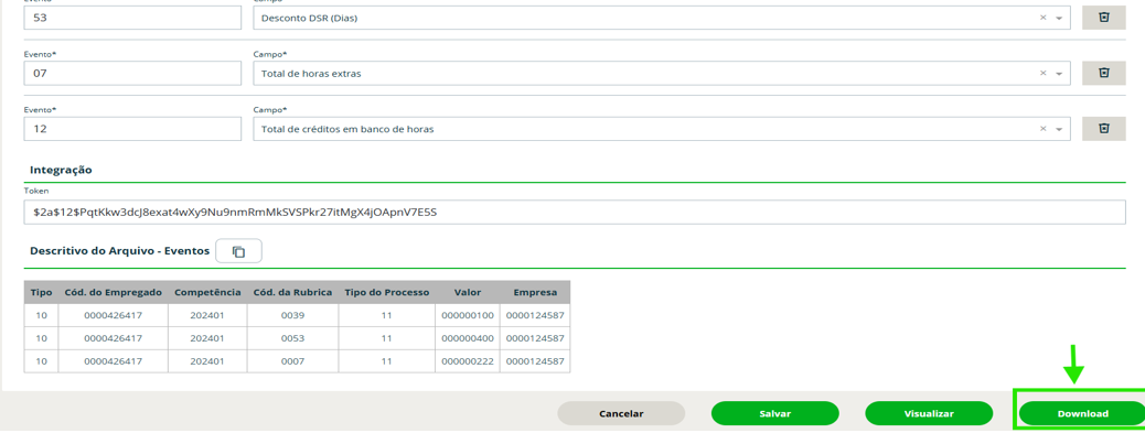 Tela 2: No fim da página, baixe o TXT e confira as colunas geradas com suas respectivas informações