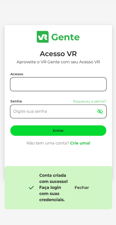 Tela 5: Login com as credenciais