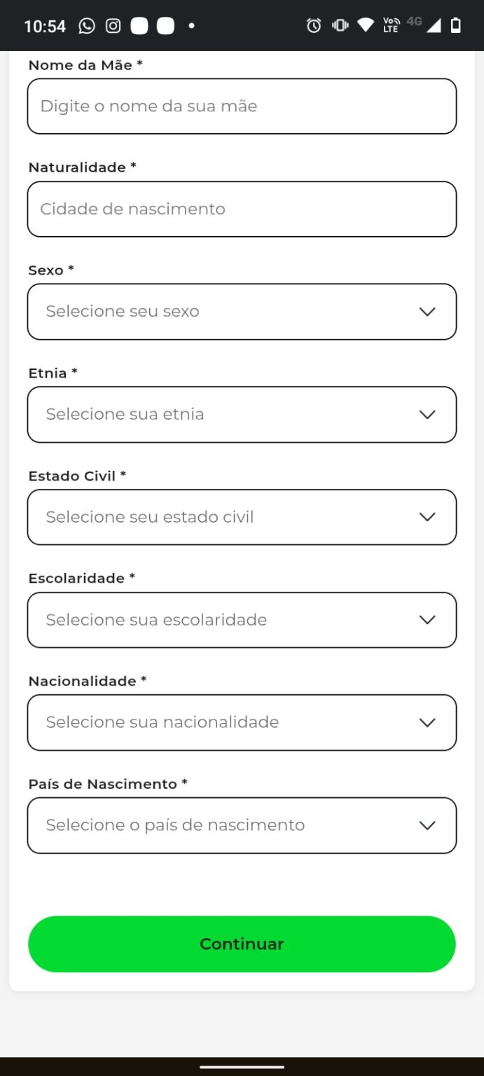 Tela 6: Preenchimento de etapas do fluxo